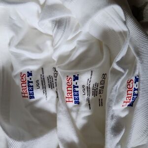 HANES BEEFY T 3-Pack Men's White T Shirts Size Large